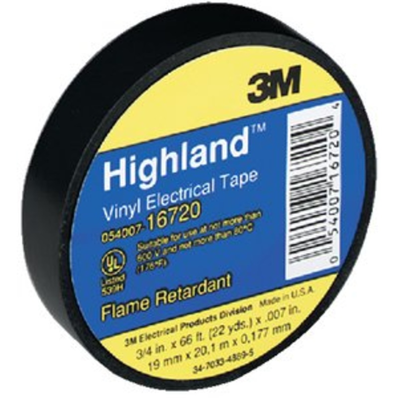 3M – Highland Vinyl Electrical Tape – 3/4 inch x 66 feet – Black – 16720