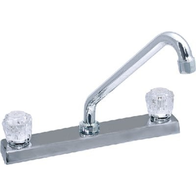 Valterra – Phoenix Chrome Finish Two Handle 8 RV Kitchen Faucet with Hi-Rise Tubular Spout & Clear Acrylic Knobs – PF211325
