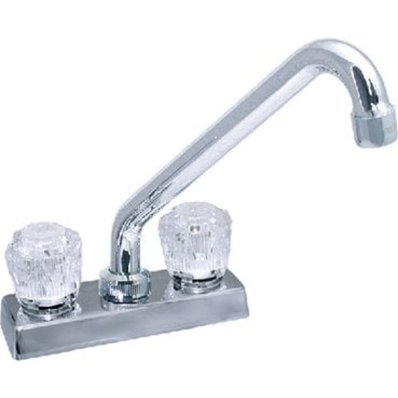 Valterra – Phoenix DuraPro Chrome Finish Two Handle 4 RV Kitchen Faucet with Hi-Rise Tubular Spout & Clear Acrylic Knobs – PF211304