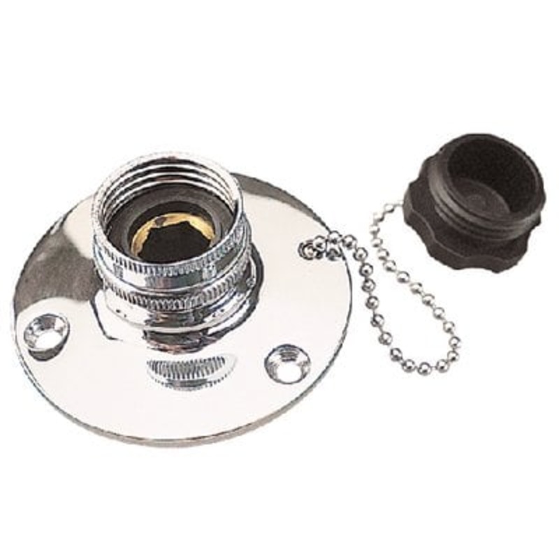 Sea-Dog Line – Fresh Water Inlet #8 Fastener Brass Chrome Plated Includes Cap & Chain – 5121101