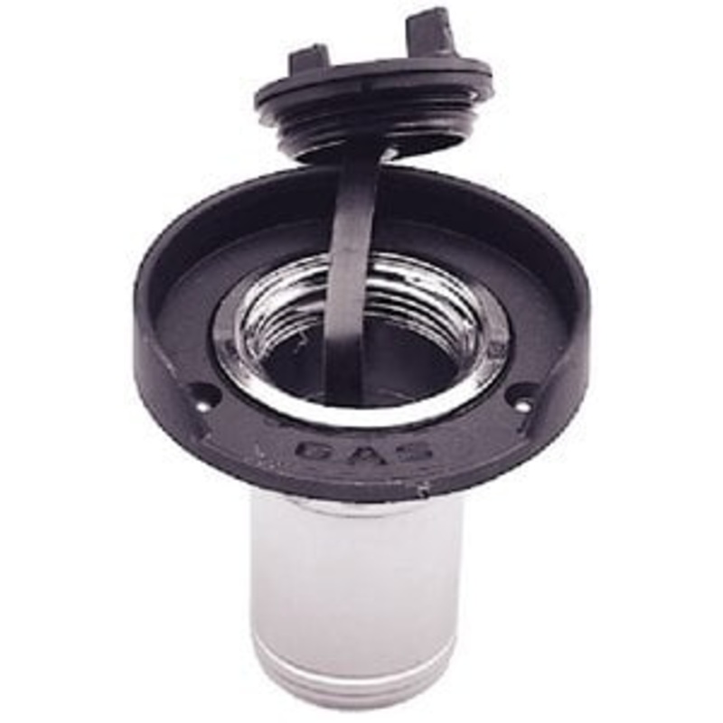Sea Choice – Chrome Plated Zinc Gas Deck Fill With Cap (Strap Tether) For 11/2 Hose – 32011