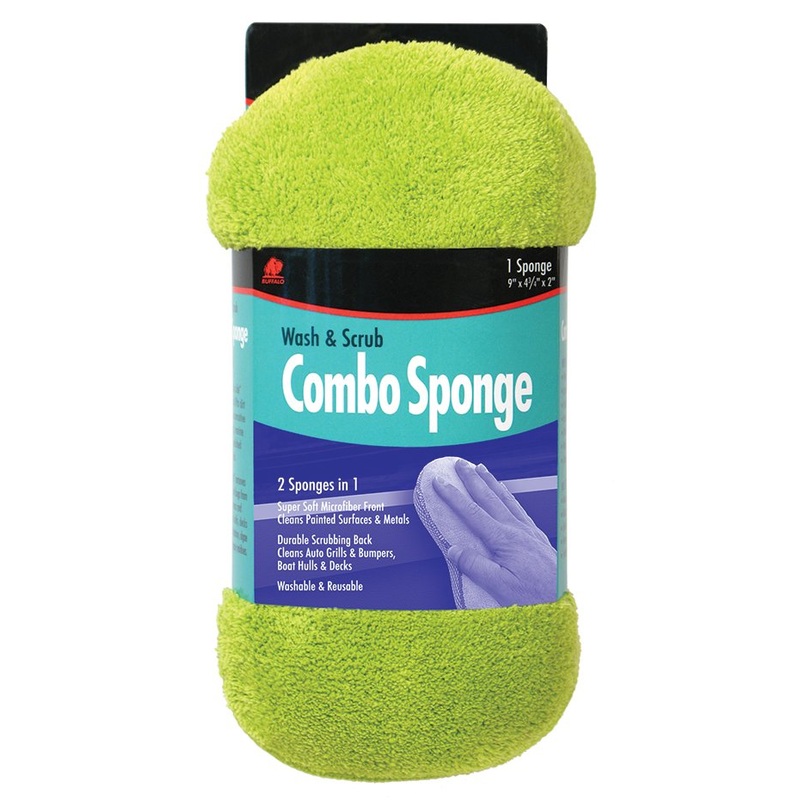 Buffalo Industries – Buffalo Microfiber Wash and Scrub Combo Detailing Sponge – 9 x 4-3/4 x 2 – 65005