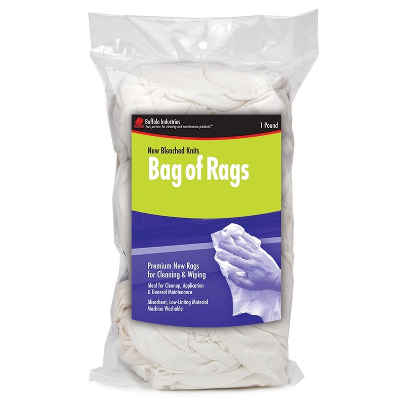 Buffalo Industries – Buffalo New Bleached Knit Rags – 1 Pound Bag – 60200