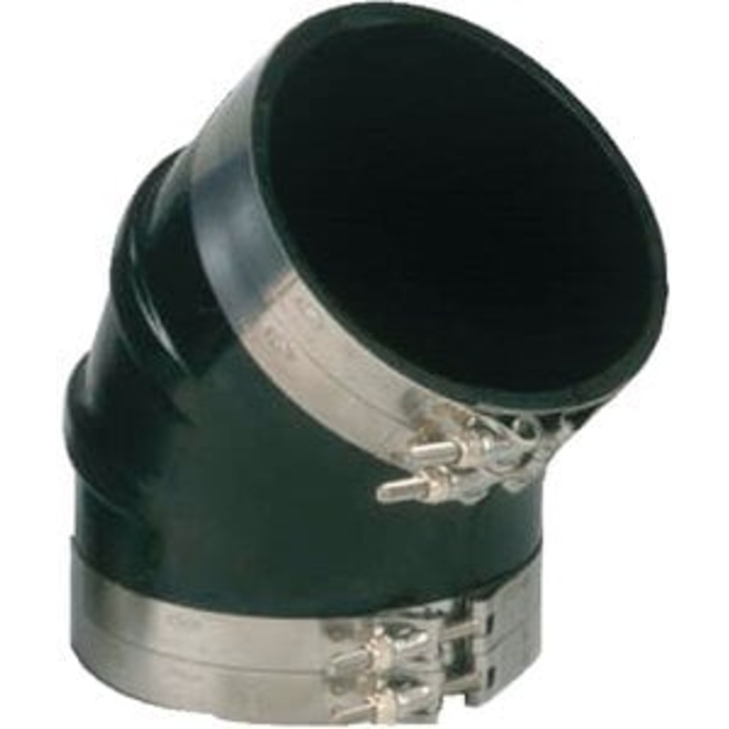 Trident hose – Black Rubber 45 Degree Elbow w/T-Bolt Clamps, 8 – TRL845SS