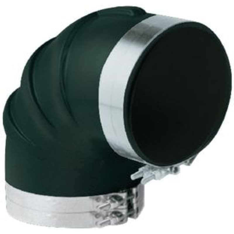 Trident hose – Black Rubber 90 Degree Elbow w/T-Bolt Clamps, 8 – TRL890SS