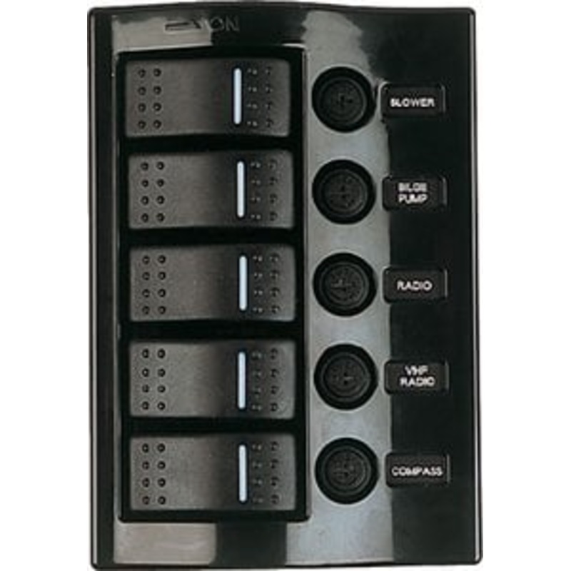 Sea-Dog Line – 5-Gang Wave Rocker Switch Fuse Panel – 4251101