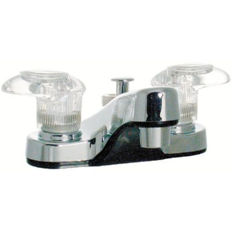 Valterra – Catalina Chrome Finish RV Bathroom Lavatory Diverter Faucet with Two Clear Acrylic Lever Handles – PF222341