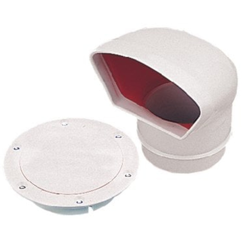 Sea-Dog Line – PVC Low Profile Cowl Vent & Snap On Deck Plate – 5-7/8 Height x 4 Diameter – 7271403