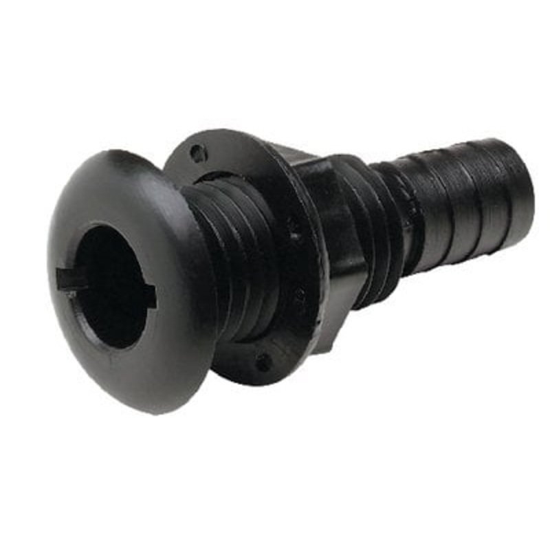 Seachoice – 3/4 Black Plastic Thru-hull With Broad Flange – 18151