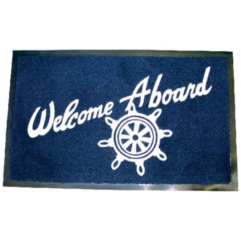 18 x 27 Blue Welcome Aboard Mat-Sea Choice