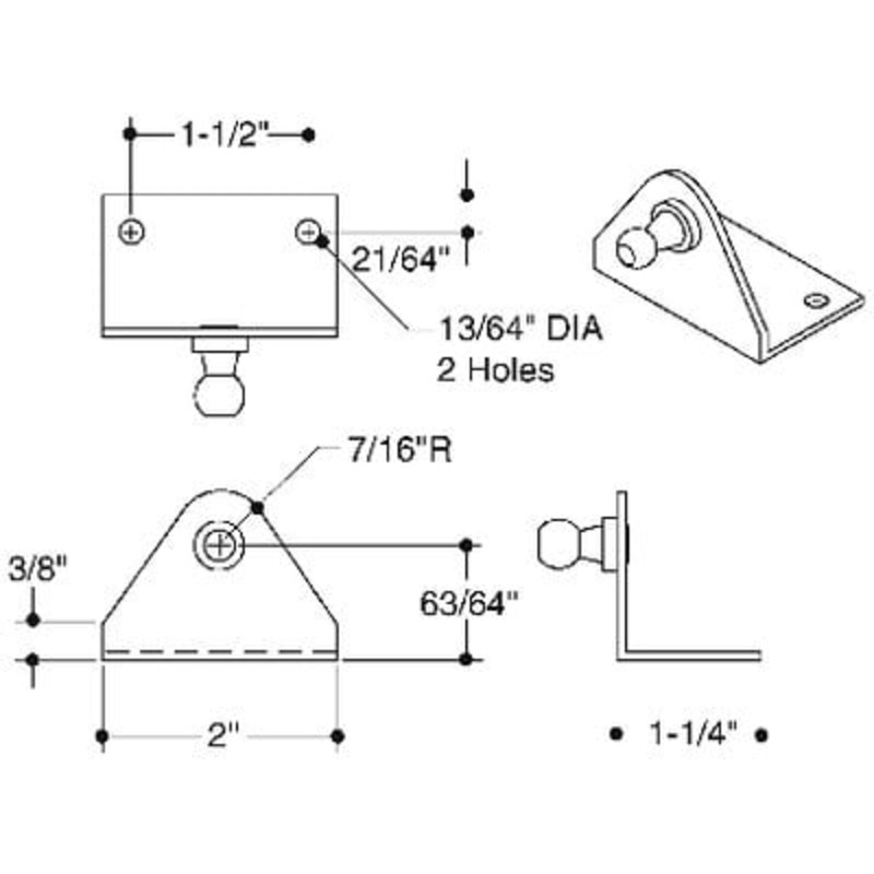 Attwood Marine – 50 Ser Stainless Steel Bracket – Reverse Ball – SL50SSP37