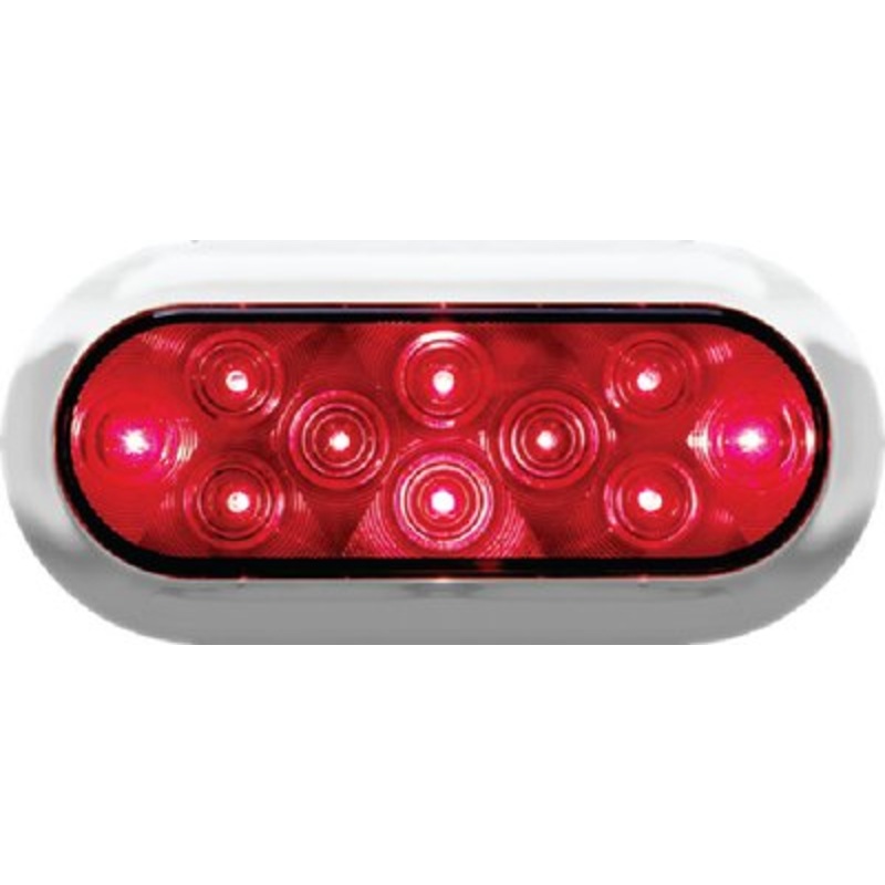 Anderson Marine – LED Oval Stop Turn & Tail Light Red With Chrome Bezel – V423XR4