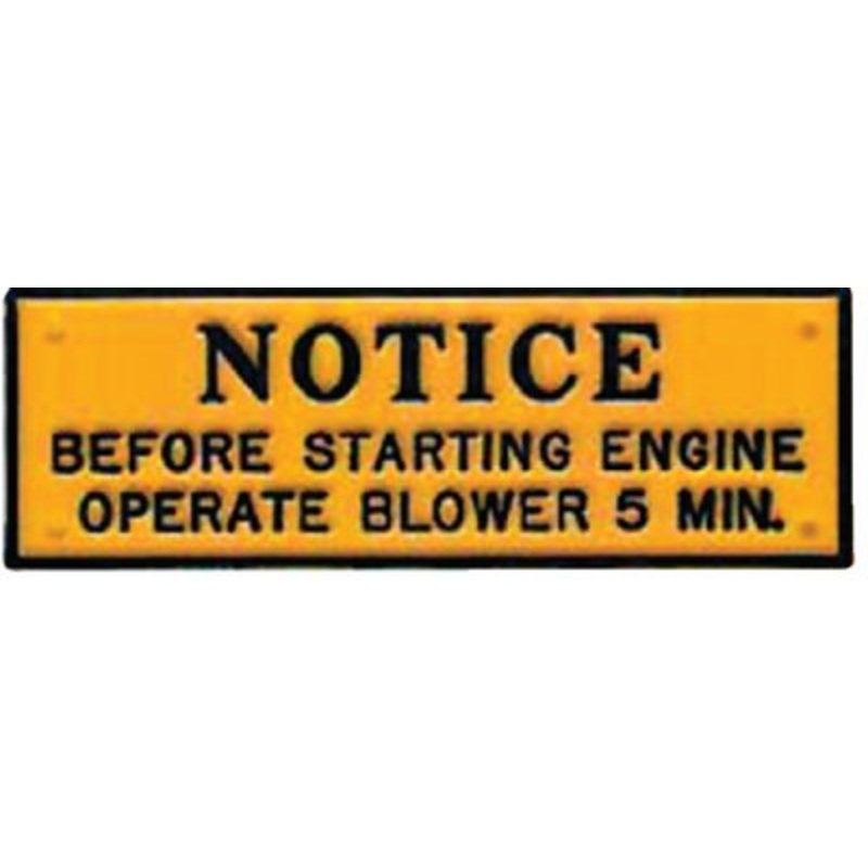 Bernard Engraving – Plaques – Notice-Operate Blower 5 Minutes – P201