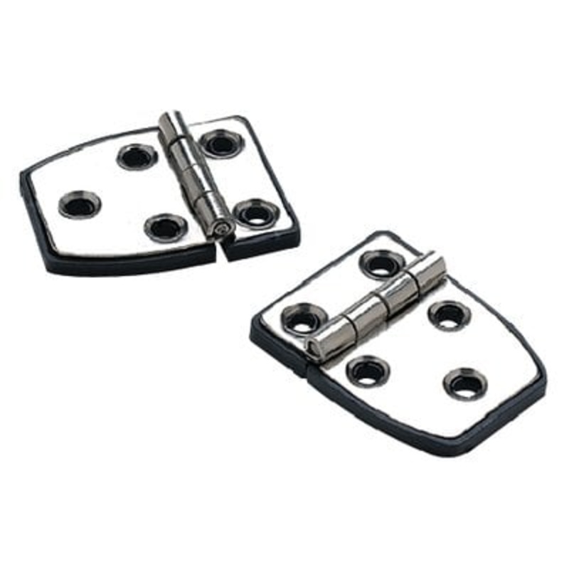 Sea Choice – Polished Stainless Steel 3/4 Short Side Hinges with Black Nylon Base Plate – 21/4 x 11/2 – 2-Pack – 34351