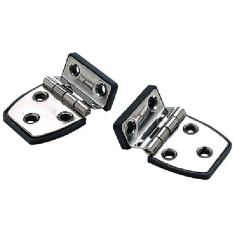 Sea Choice – Polished Stainless Steel Offset Short Side Hinges with Black Nylon Base Plate – 21/4 x 11/2 – 2-Pack – 34471
