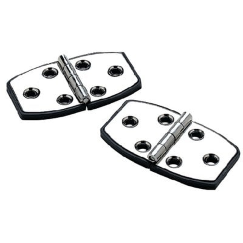 Sea Choice – Polished Stainless Steel Utility Hinges with Black Nylon Base Plate – 27/8 x 11/2 – 2-Pack – 34151