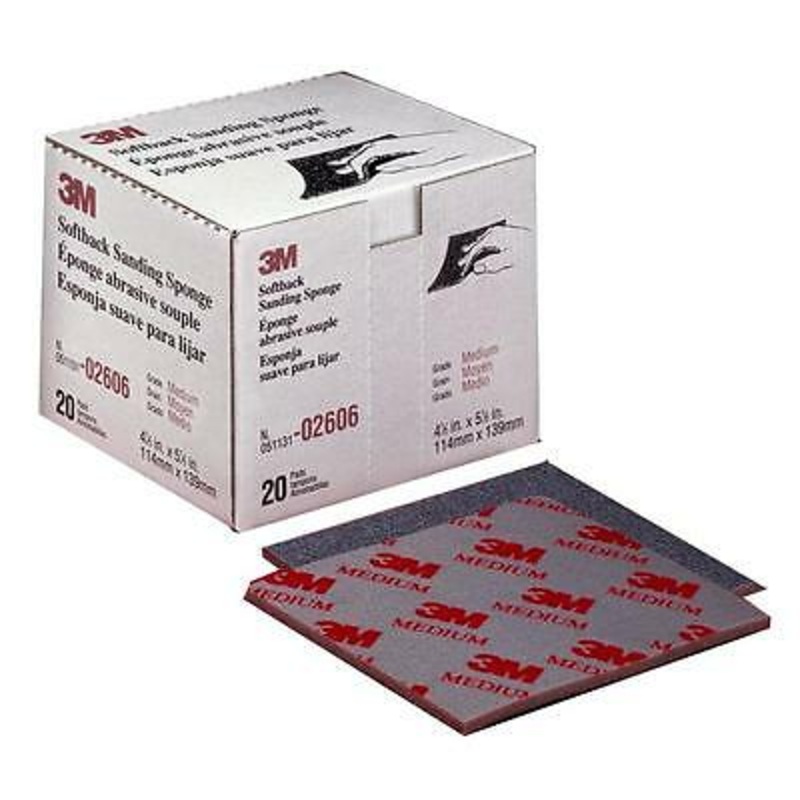 3M – Softback Sanding Sponge –  Medium – 4-1/2 inch x 5-1/2 inch – 20 Pack – 02606