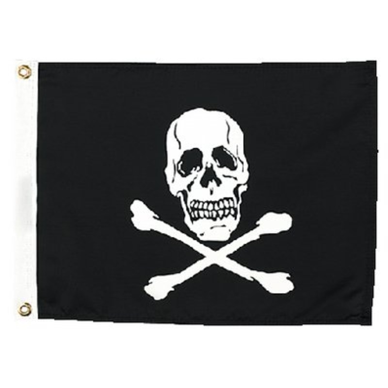 Sea Choice – 12 x 18 Nylon Print Dyed Jolly Roger Flag – 78251