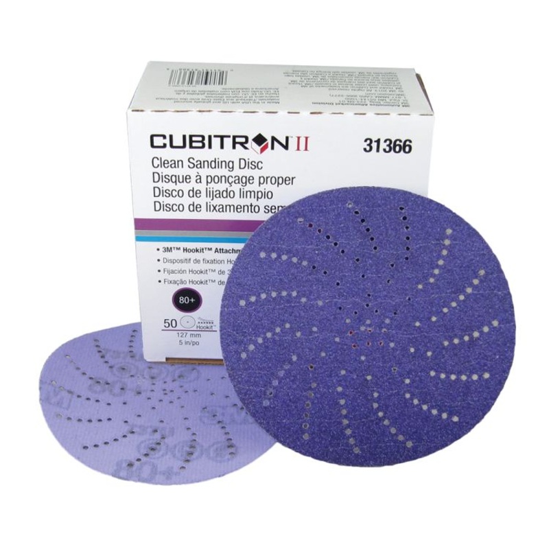 3m – Cubitron II Hookit Clean Sanding Abrasive Disc – 5 inch – 80+ Grade – 50 Pack – 31366