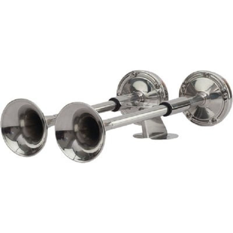 Sea-Dog Line – Compact 7 Amp 112 DB 12V Dual 16 Trumpet Horn Stamped 304 Stainless – 4316201