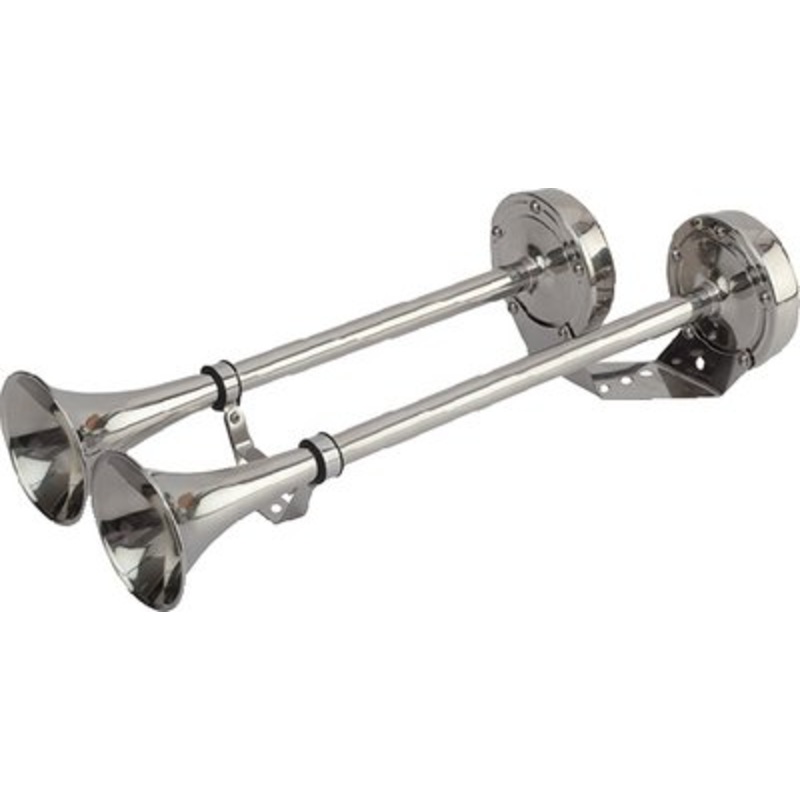 Sea-Dog Line – Maxblast 5 Amp 123 DB 24V Dual 18-1/4 Trumpet Horn Stainless & Molded Motor Housing – 4315401