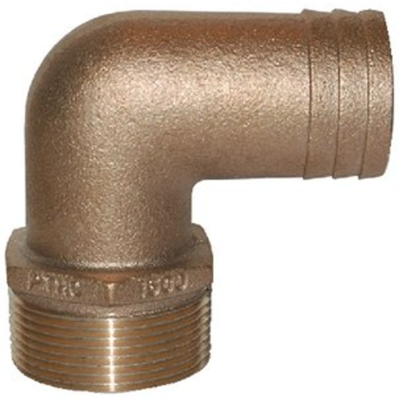 Groco – PTHC Bronze Standard Flow 90 Degree Pipe-To-Hose Adapter With NPT Thread – PTHC3000