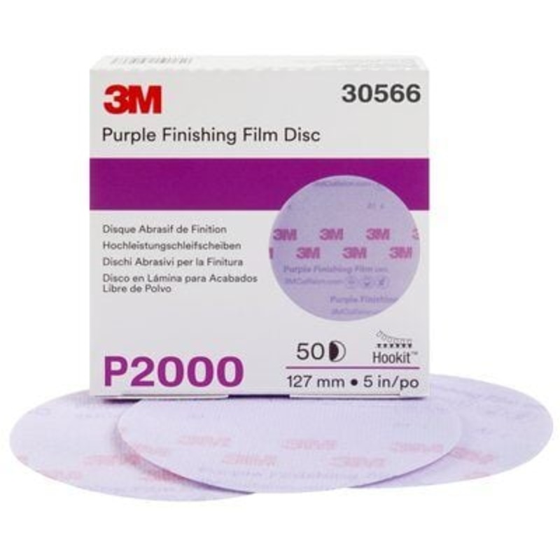3M – Hookit Purple Finishing Film Abrasive Disc 260L – 5 inch – P2000 Grit – 50 Pack – 30566