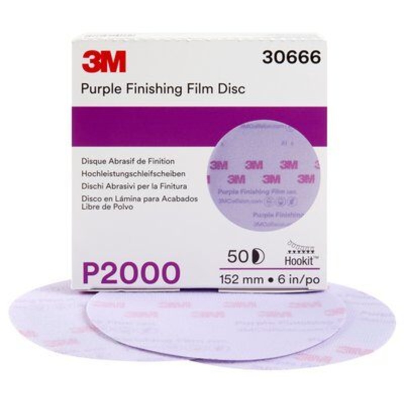 3M – Hookit Purple Finishing Film Abrasive Disc 260L – 6 inch – P2000 Grit – 50 Pack – 30666