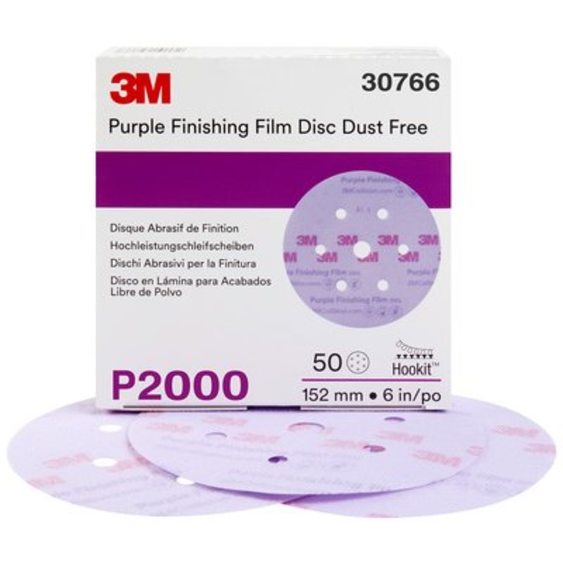 3M – Hookit Purple Finishing Film Abrasive Disc 260L – 6 inch – P2000 Grit – 50 Pack – 30766