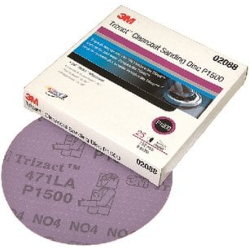 3M – Trizact – Hookit Clear Coat Sanding Abrasive Disc 471LA – 6 inch – P1500 Grit – 25 Count – 02088