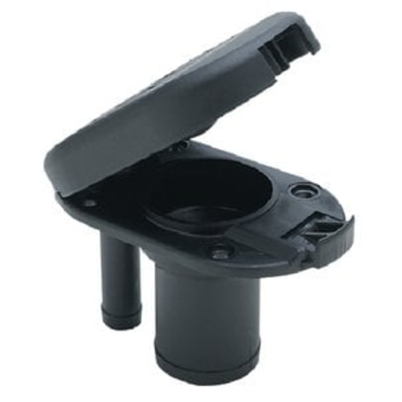 Sea Choice – Molded Plastic Gas Deck Fill With Vent and Cap (Hinge Flip Top) For 11/2 Hose – 32061