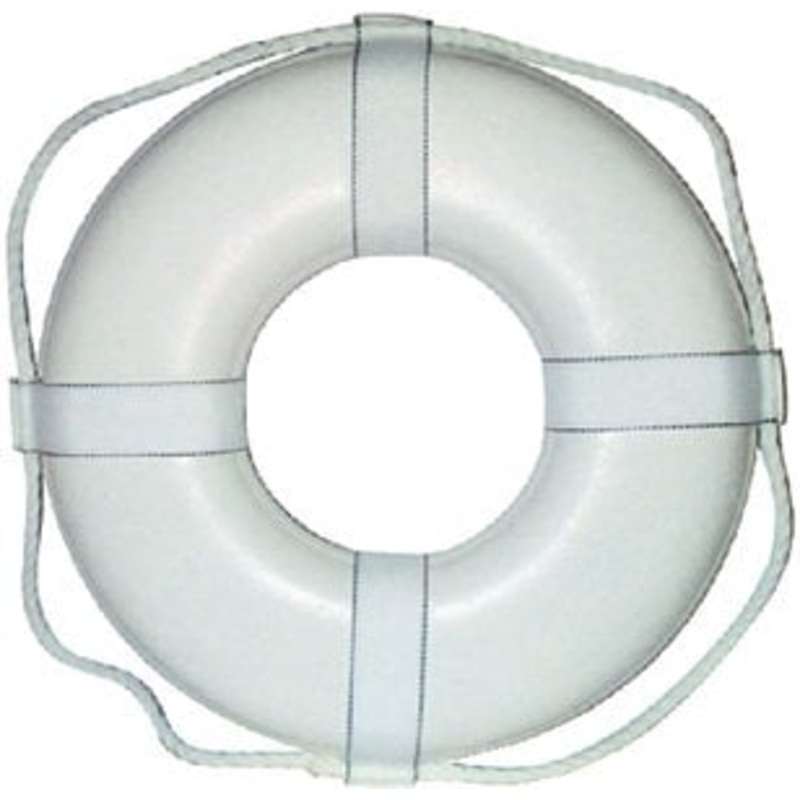 Cal-June – Jim-Buoy Closed Cell Foam G Style Life Ring With Webbing Straps – White – 20 – GW20