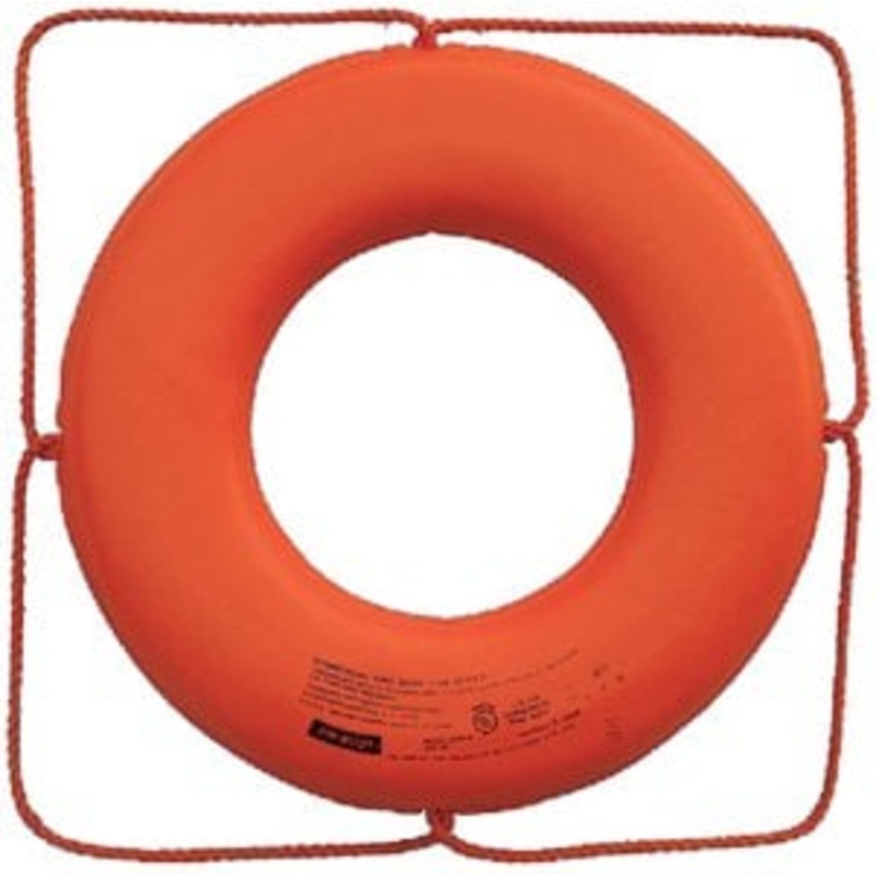 Cal-June – Jim-Buoy Closed Cell Foam Life Ring With Rope Molded Into Core – Orange – 24 – GOX24