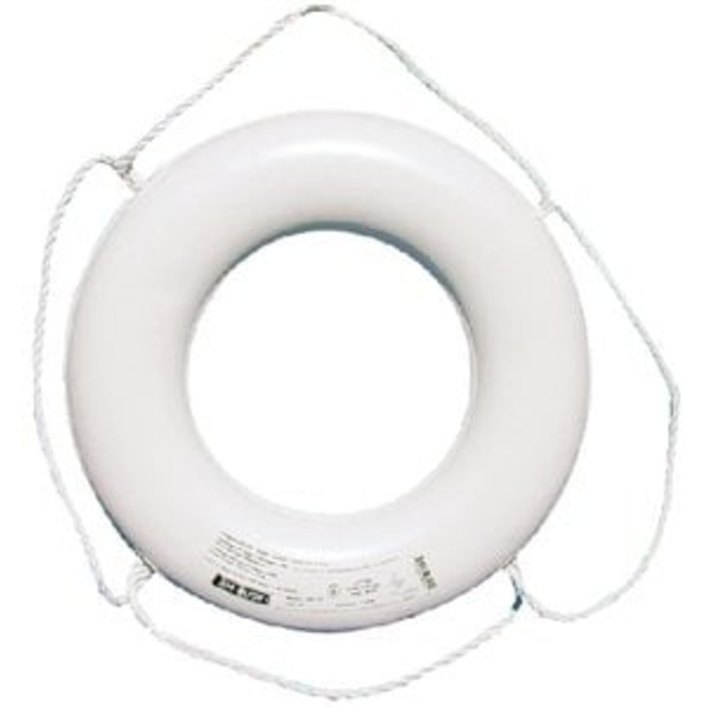 Cal-June – Jim-Buoy Closed Cell Foam Life Ring With Rope Molded Into Core – White – 30 – GWX30
