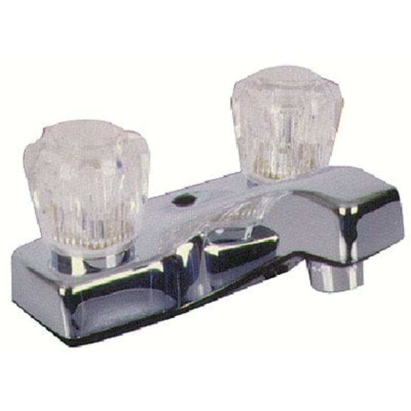Valterra – Phoenix Chrome Finish Two Handle 4 Lavatory RV Bathroom Faucet with Clear Acrylic Knobs – PF212307