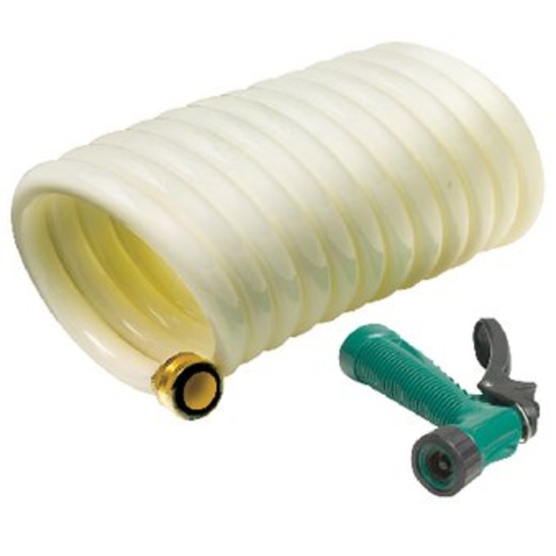 Sea Choice – White Poly Coiled Washdown Hose With Sprayer – 1/2 x 25′ – 79691