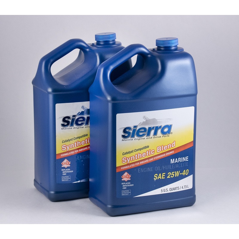 Sierra – 25W-40 FC-W Synthetic Blend 4 Stroke Inboard-Sterndrive Engine Oil – 5 Quart – 2 Pack – 9440CAT4