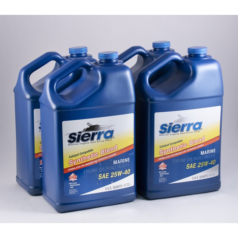 Sierra – 25W-40 FC-W Synthetic Blend 4 Stroke Inboard-Sterndrive Engine Oil – 5 Quart – 4 Pack – 9440CAT4