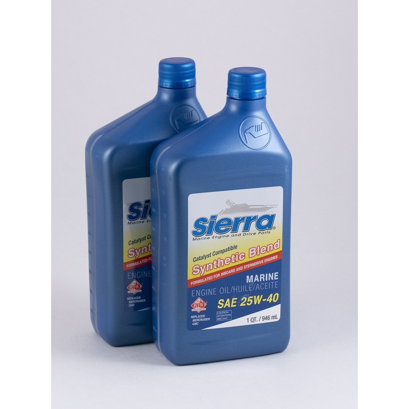 Sierra – 25W-40 FC-W Synthetic Blend 4 Stroke Inboard-Sterndrive Engine Oil – Quart – 2 Pack – 9440CAT2