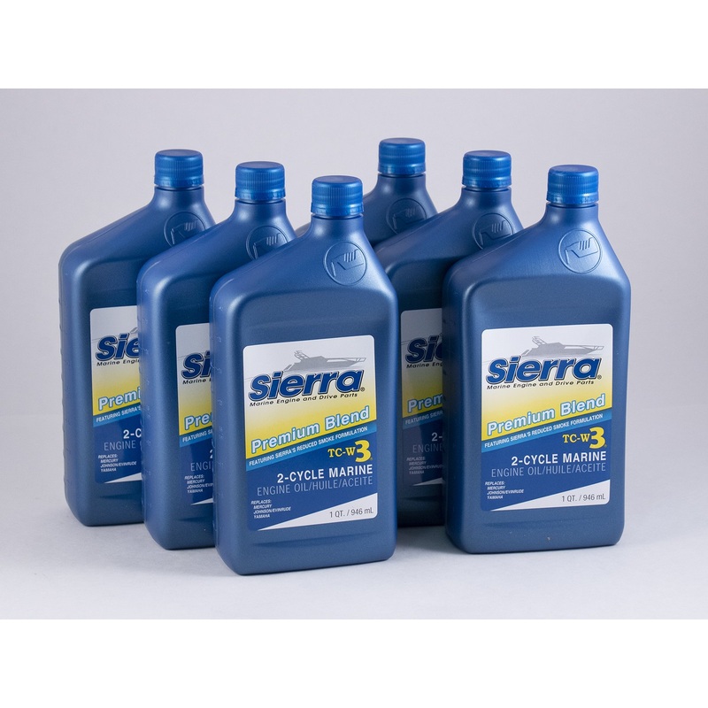 Sierra – Blue Premium TC-W3 2 Stroke Marine Engine Oil – 32 oz. – 6 Pack – 1895002