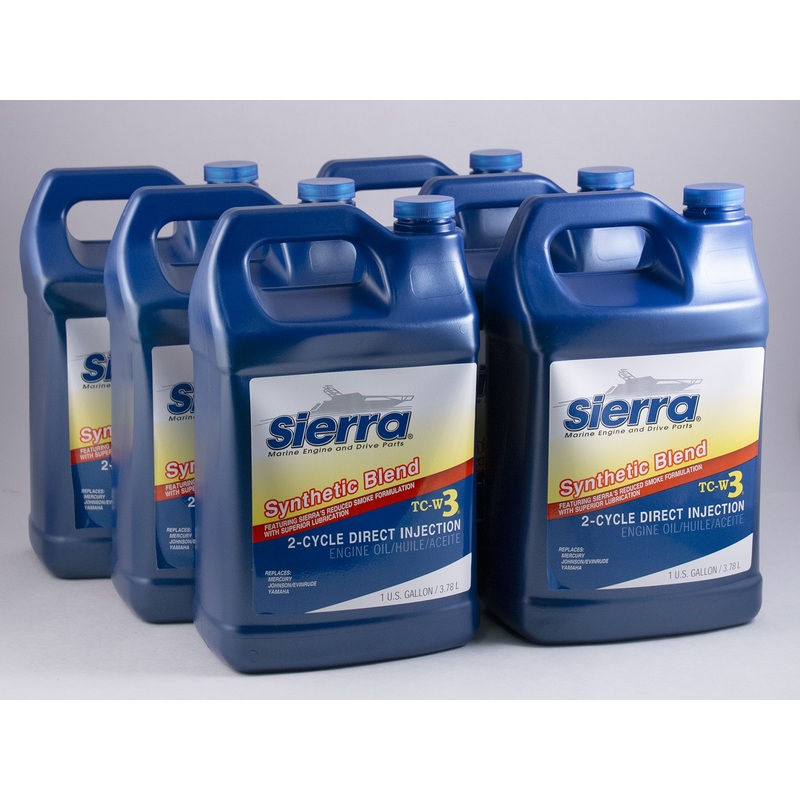 Sierra – TC-W3 Direct Injection 2-Stroke Marine Oil – Synthetic Blend – Gallon – 6 Pack – 95303