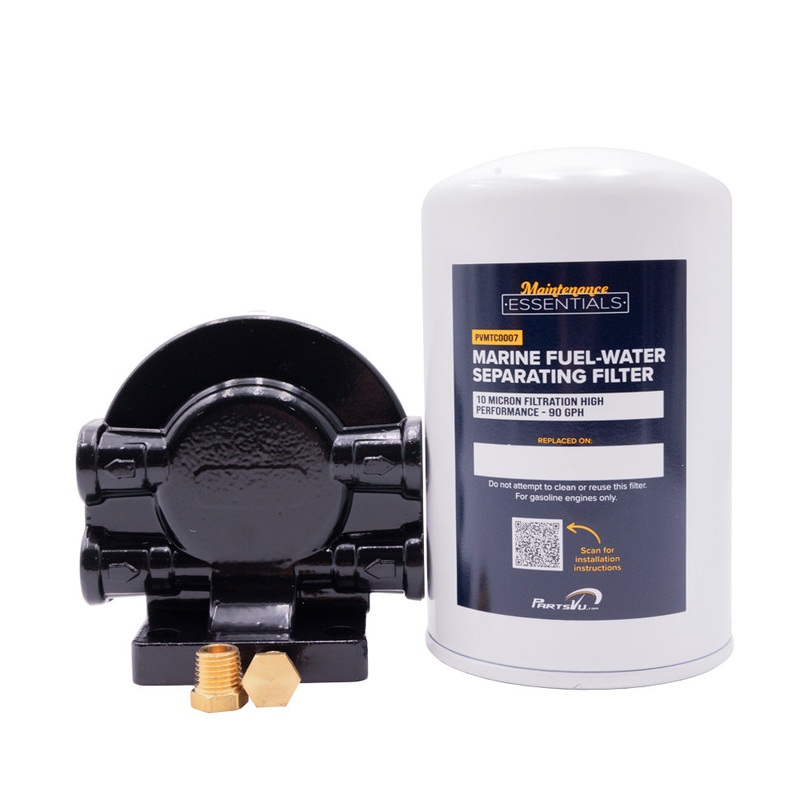 Maintenance Essentials 10-Micron Fuel-Water Separating Filter Assembly Kit Aluminum Head – 1/4 Brass Plugs Replaces Yamaha MAR-10MAS-00-00 – Supersedes MAR-SEPAR-AT-OR