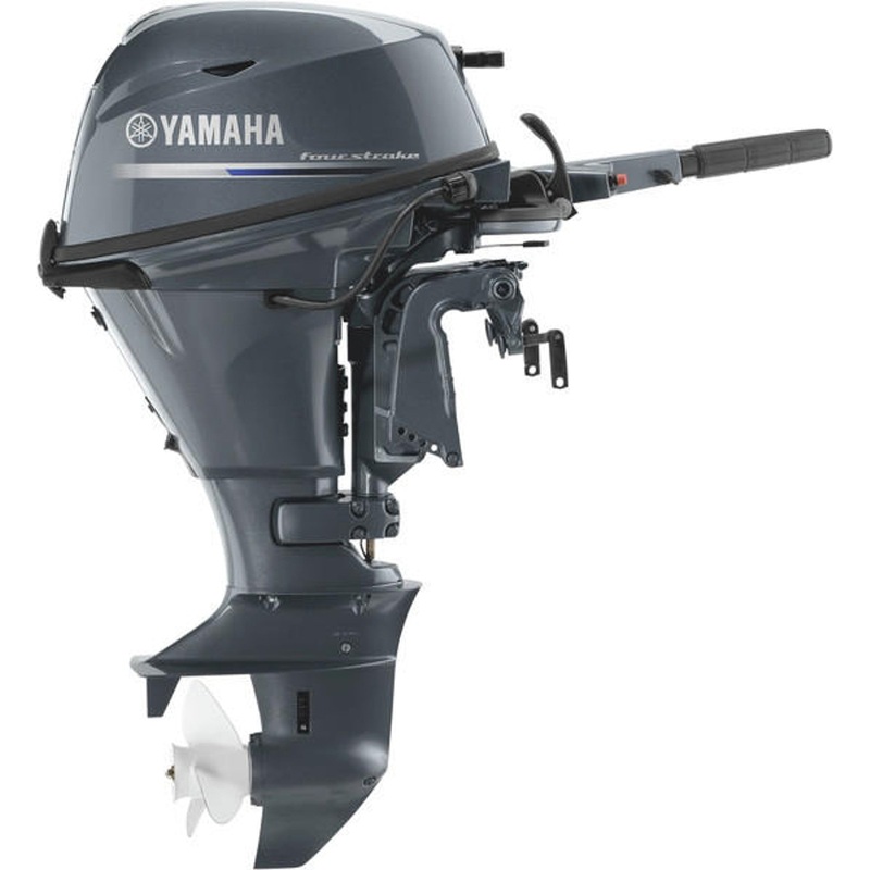 Yamaha F15LEHA Outboard – 20-Inch Shaft | 2-Cylinder | Tiller Handle | Electric Start | Manual Tilt | Gray