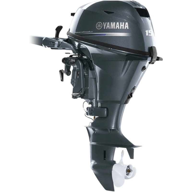 Yamaha F15SEHA Outboard – Gray | 15-Inch Shaft | Tiller Handle | Electric Start | Manual Tilt