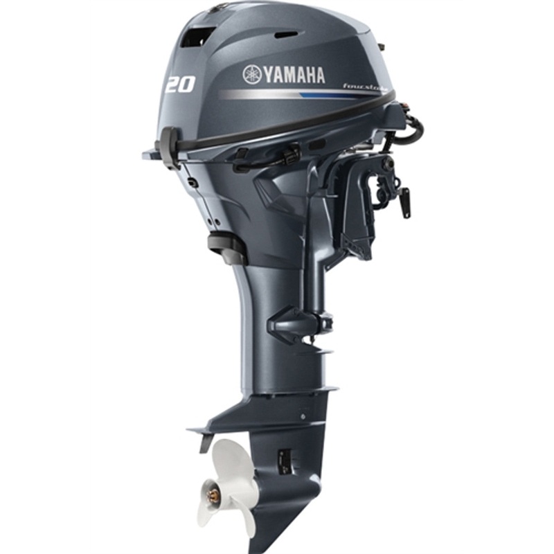 Yamaha F20LWB Outboard – Gray | 20-Inch Shaft | Tiller Handle | Manual Start | Manual Tilt | DEC