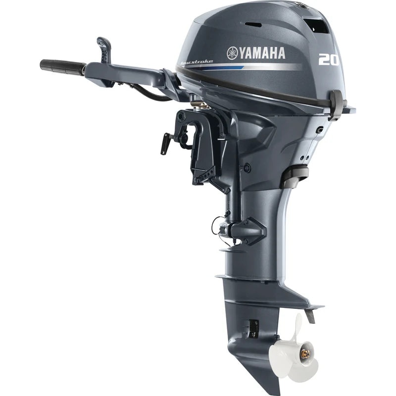 Yamaha F20LWHB Outboard – Gray  | 20-Inch Shaft| Tiller Handle | Manual & Electric Start | Power Tilt