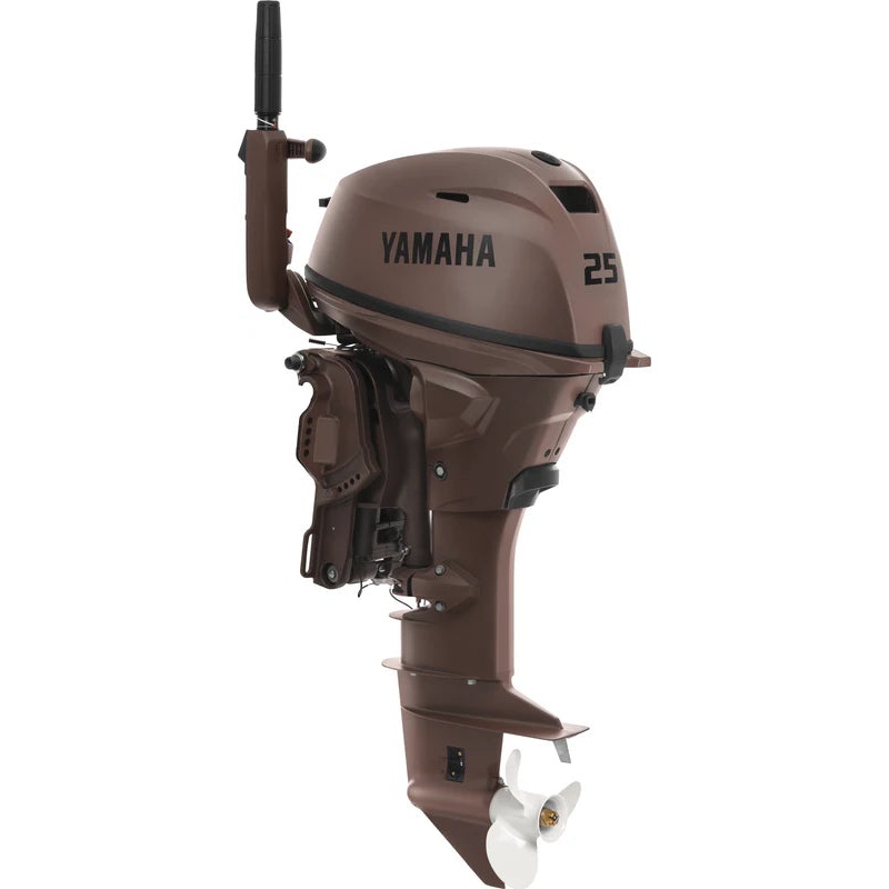 Yamaha F25SWHC3 Outboard – 15-Inch Shaft | Tiller Handle | Manual & Electric Start | Power Trim & Tilt | DEC | Matte Brown