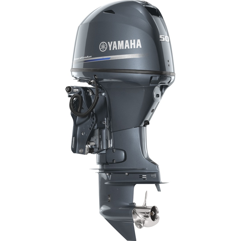 Yamaha F50LC Outboard – 20-Inch Shaft | Remote Control | Electric Start | Power Trim & Tilt | Gray