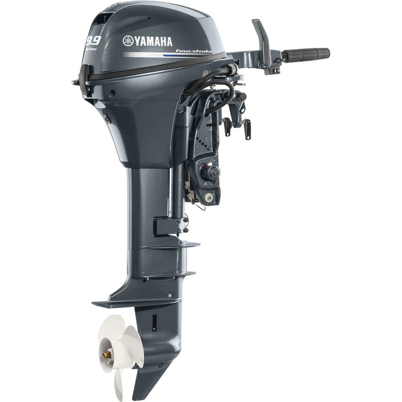 Yamaha F9.9SMHB Outboard – 15-Inch Shaft | Tiller Handle | Manual Start | Manual Tilt | Gray